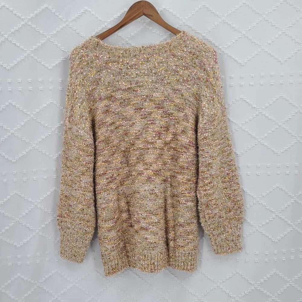 Lauren Conrad Popo Crewneck women's confetti metallic eyelash sweater Size XL - Picture 3 of 11